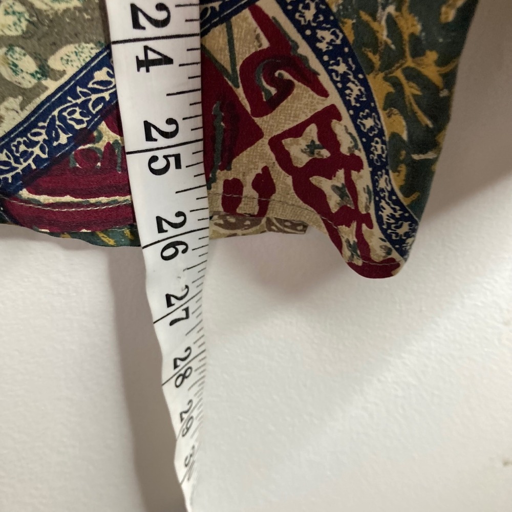 Tess 100% Silk Patchwork Print Button Front Shirt… - image 8